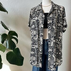 Oversized Tropical Button Down Shirt